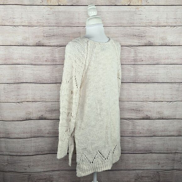 Pilcro Anthropologie Gemima Pointelle Jumper Oversized Knit White Sweater Small - Picture 3 of 8